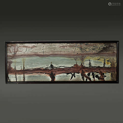 20TH CENTURY CHINESE NATURAL STONE LANDSCAPE PAINTING HANGIN...