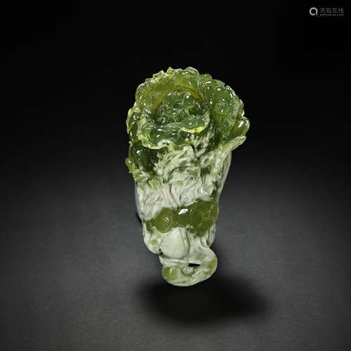 CHINESE QING DYNASTY XIU JADE CABBAGE ORNAMENT