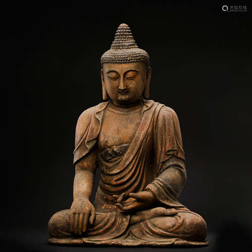 CHINESE SONG DYNASTY NANMU BUDDHA SEATED STATUE