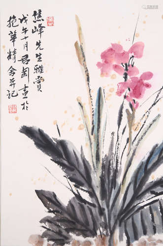 钱君匋 花卉 纸本立轴