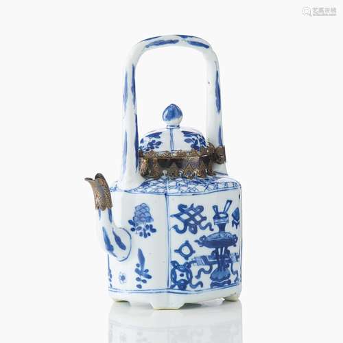 A Chinese Blue and White Wine Pot and Cover