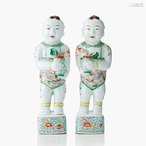 A Pair of Chinese Famille Verte Figures of the He-He Erxian ...