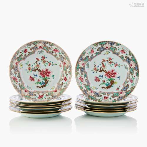 A Collection of Thirteen Chinese Famille Rose Dishes