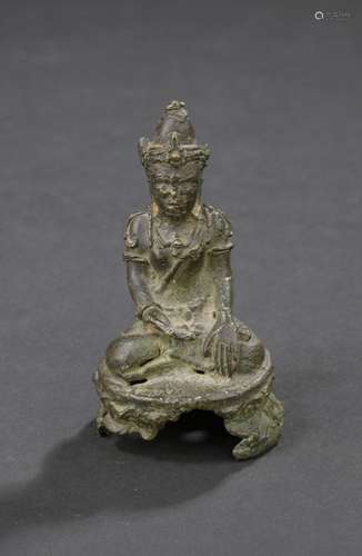 Statuette de bouddha en bronze<br />
Asie du Sud-Est, XIXe s...