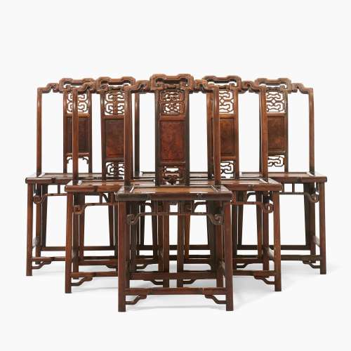 A Set of Six Chinese Hardwood Chairs