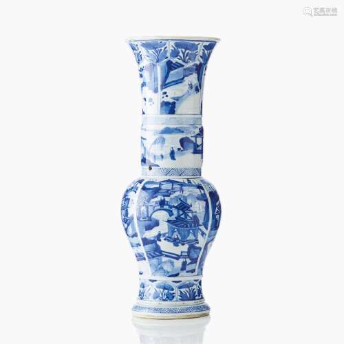A Chinese Blue and White Yenyen Vase