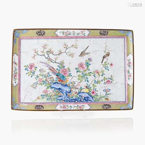 An Imposing Large Canton Enamel Tray