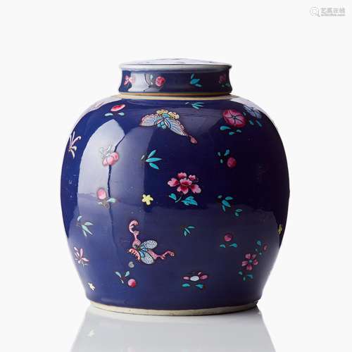 A Chinese Blue Ground Jar and Cover