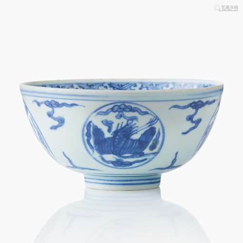 A Chinese Blue and White Crane Bowl