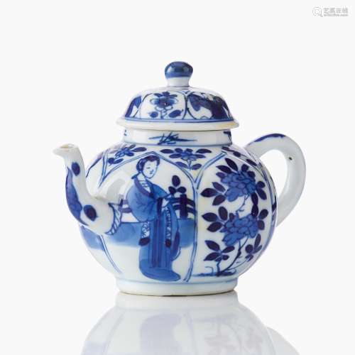 A Chinese Blue and White Miniature Teapot and Cover