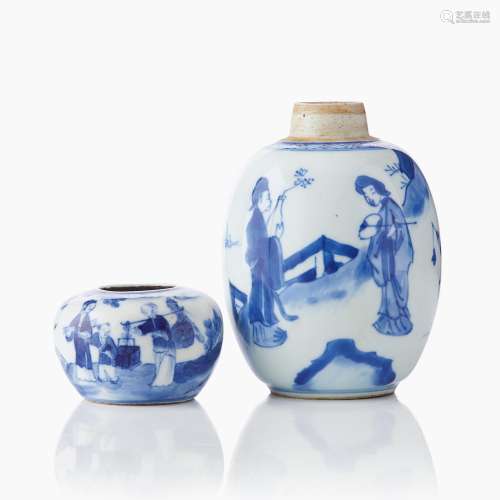 A Chinese Blue and White Water Pot and Vase