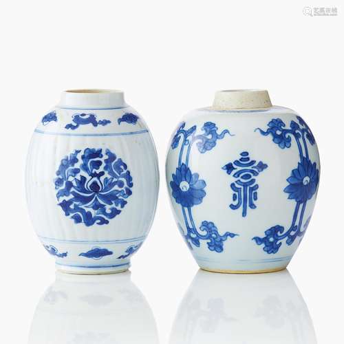 Two Chinese Blue and White Ginger Jars