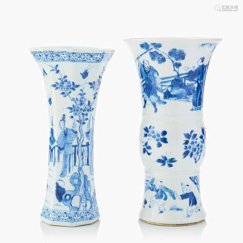 Two Chinese Blue and White Vases