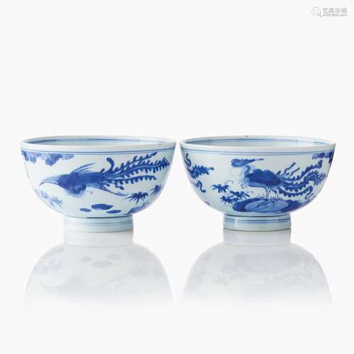 A Pair of Chinese Blue and White Bowls