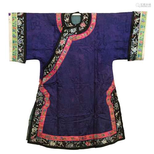 A PURPLE GROUND EMBROIDERED LADY'S ROBE