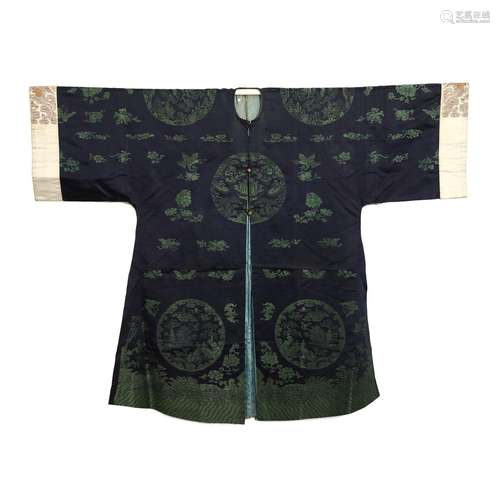 A BLACK GROUND EMBROIDERED LADY'S ROBE