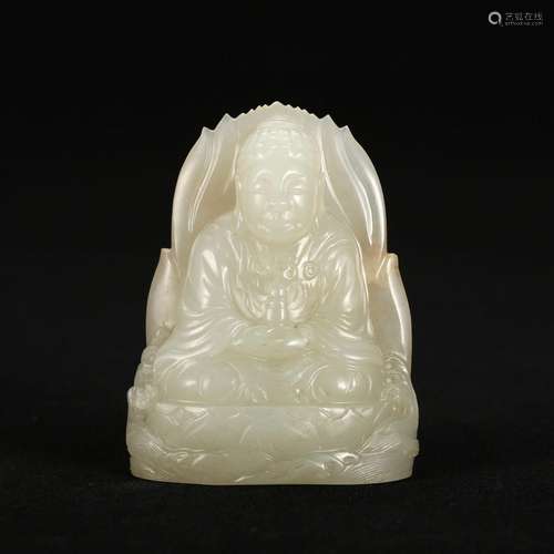 A WHITE JADE BUDDHA