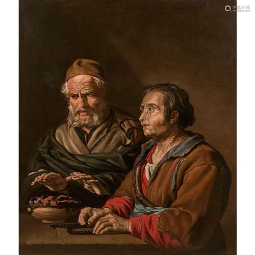 ATTRIBUÉ À MATTHIAS STOMER (1600-1650)Couple au brasierToile...