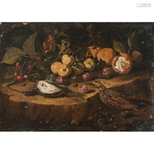 LUCA FORTE (Naples 1605-1670)Nature morte aux mûres, poires,...