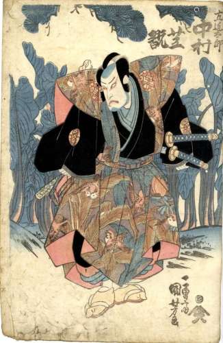 Der Schauspieler Nakamura Shikan in der Rolle eines Samurai ...