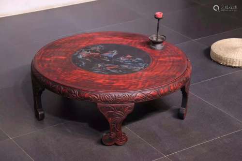 楠木朱红漆圆桌