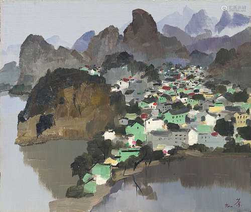 吴冠中-桂林山水图版画油画