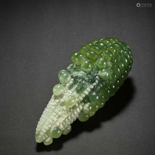 CHINESE QING DYNASTY XIU JADE CORN ORNAMENT