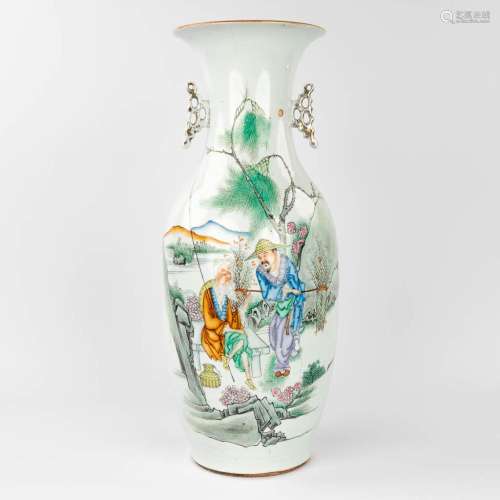 A Chinese vase decorated with a wise man and a fisherman. 19...