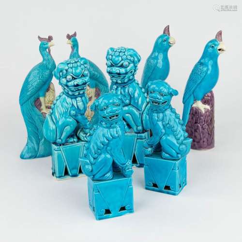 A collection of 4 pairs of foo dogs, peacocks and birds. 20t...