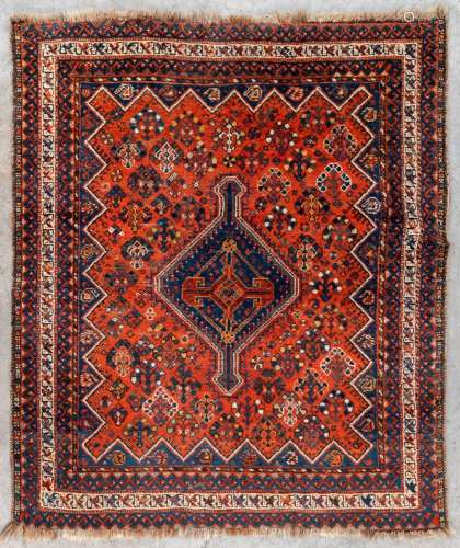 An Oriental hand-made carpet, Persia. (L:135 x W:113 cm)