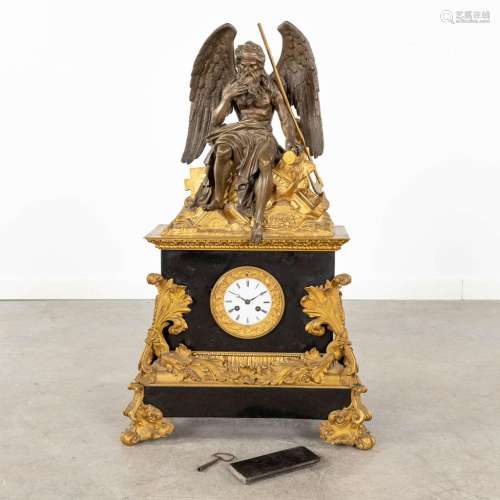A large neoclassical mantle clock 'Father Time', 19th C. (L:...