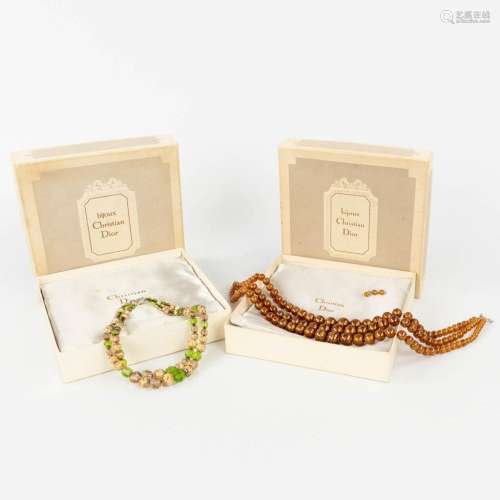 Christian Dior, a collection of 2 necklaces with semi-precio...