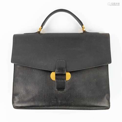 Delvaux, a suitcase made of black leather with gold-plated e...
