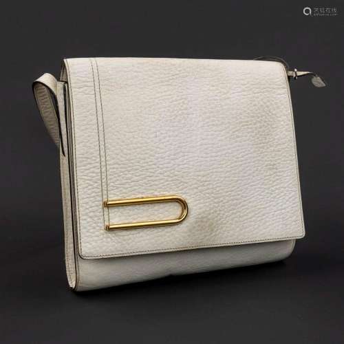 Delvaux, a handbag made of white leather with gold-plated el...