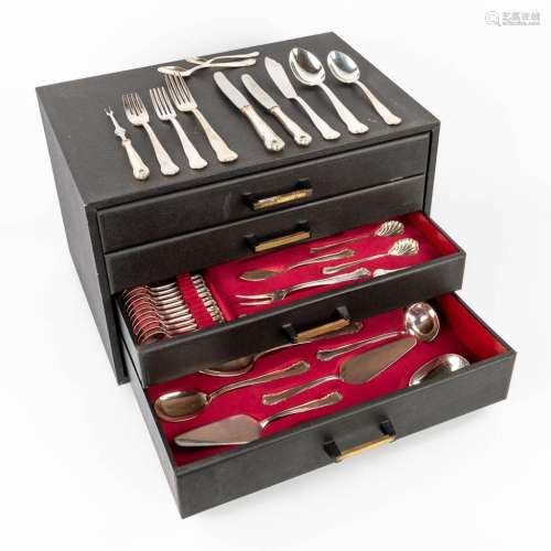 A 148-piece silver cutlery set in a chest, made in Germany. ...