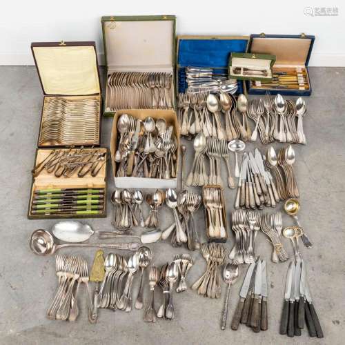 A large collection of silver-plated cutlery and objects.