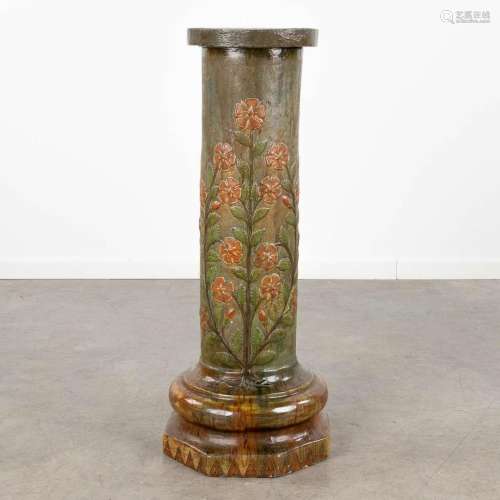 Léo MAES DECOCK (XIX-XX), Torhout. A pedestal with floral de...