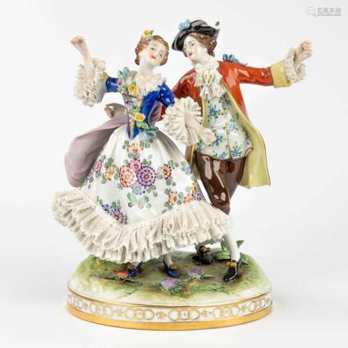 Volkstedt, A figurine of a dancing couple with porcelain lac...