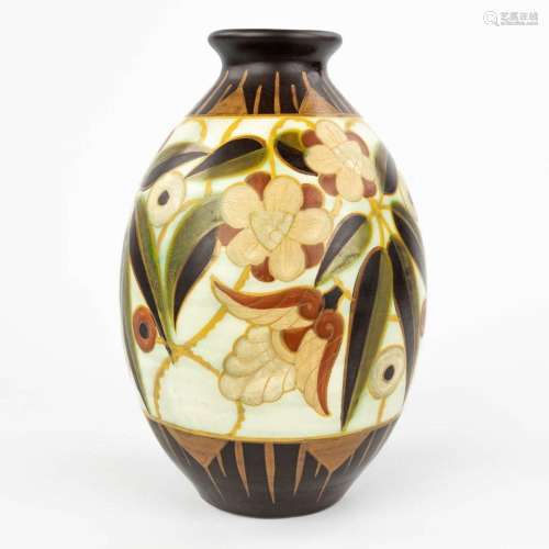 Charles CATTEAU (1880-1966) For Boch Keramis, a faience vase...