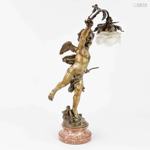 Jean-Louis GRŽGOIRE (1840-1890) 'Putto with a light', a figu...