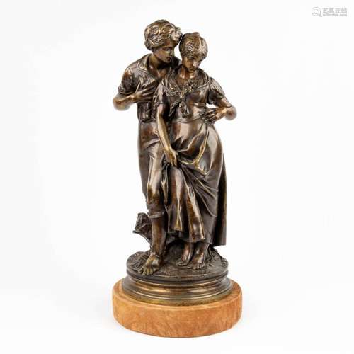 Luca MADRASSI (1848-1919) 'Embracing couple', patinated bron...