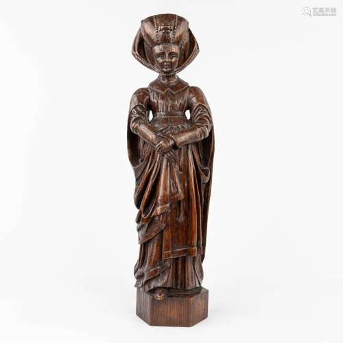 Mary of Burgundy, a figurine, sculptured oak. 20th C. (H:55 ...