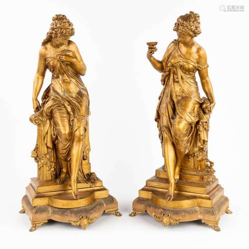 Mathurin MOREAU (1822-1912) 'Pair of neoclassical statues' m...