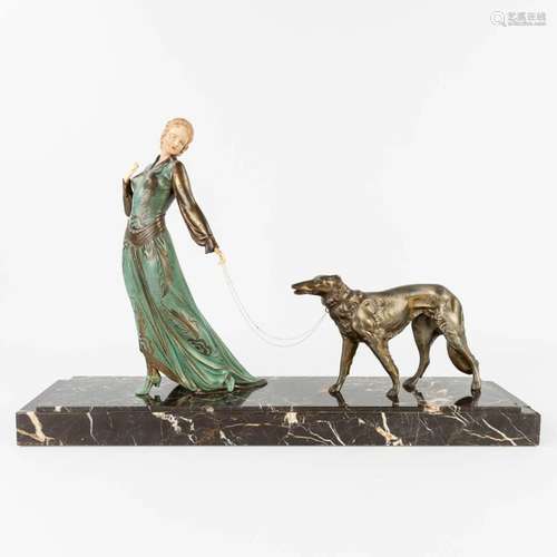 ROGGIA (XX) 'Lady with a greyhound', a statue made in art de...