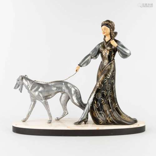 Scali, 'Lady with a greyhound' a statue made in art deco sty...