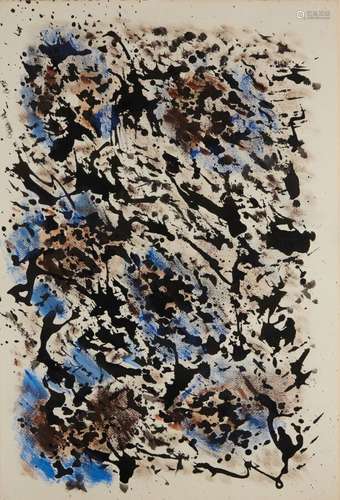 MICHAUX Henri (1899-1984)<br />
Encre et acrylique sur papie...