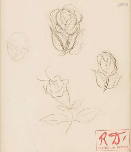 DUFY Raoul (1877-1953)<br />
Croquis de Fleurs <br />
Crayon...