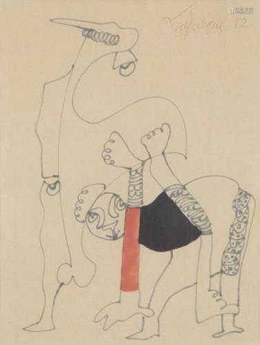 LAPICQUE Charles (1898-1988)<br />
L'acrobate 1982<br />
Enc...