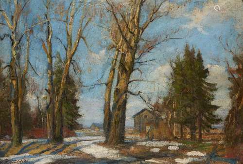 GERASIMOV Sergei (1885-1964)<br />
Paysage <br />
Huile sur ...