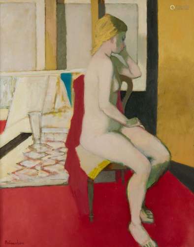 BRIANCHON Maurice (1899-1979)<br />
Nu assis sur une chaise,...